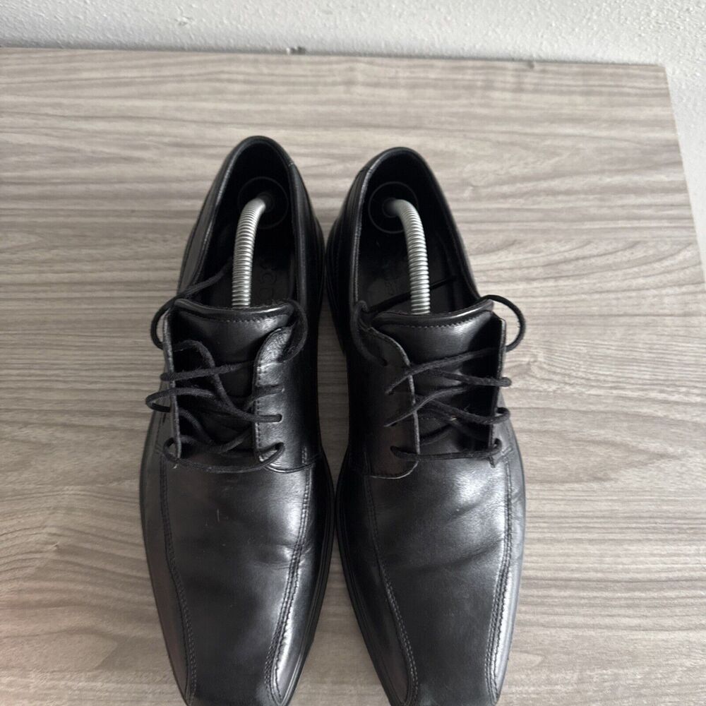 Ecco Austin Men Dress Shoes Black Size 43 US 9 Leather Oxford Square Toe Lace Up - Picture 4 of 11